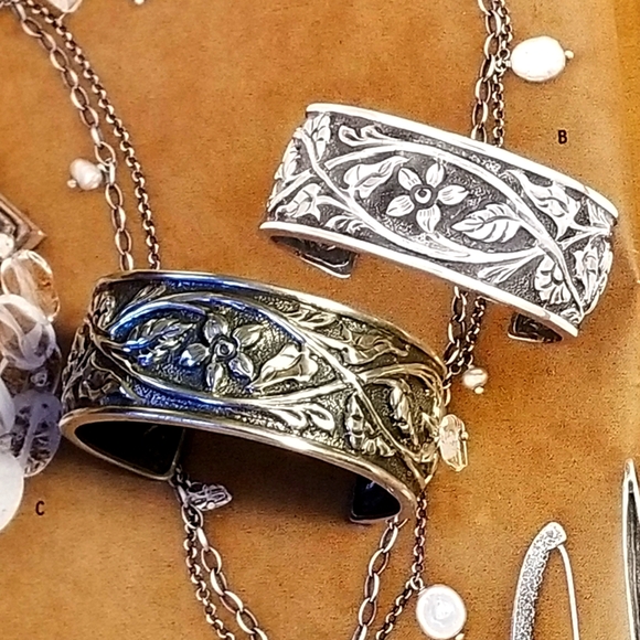 Rare Silpada Sterling Silver Flower Vine Cuff Bracelet - Picture 14 of 14